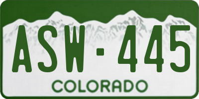 CO license plate ASW445