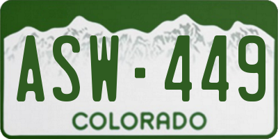 CO license plate ASW449