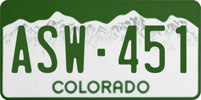 CO license plate ASW451
