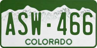 CO license plate ASW466