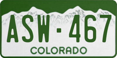 CO license plate ASW467