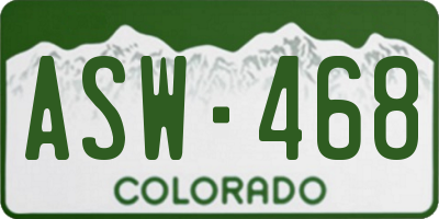 CO license plate ASW468