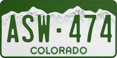 CO license plate ASW474