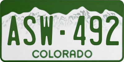 CO license plate ASW492