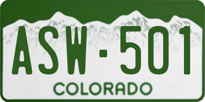 CO license plate ASW501