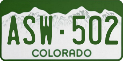 CO license plate ASW502