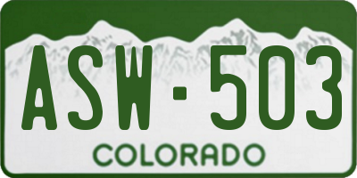 CO license plate ASW503