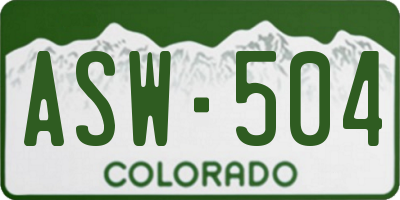 CO license plate ASW504