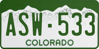 CO license plate ASW533