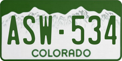 CO license plate ASW534