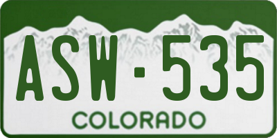 CO license plate ASW535