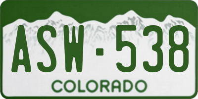 CO license plate ASW538