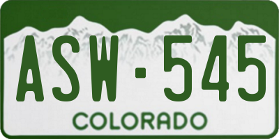 CO license plate ASW545