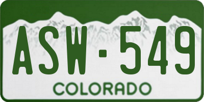 CO license plate ASW549