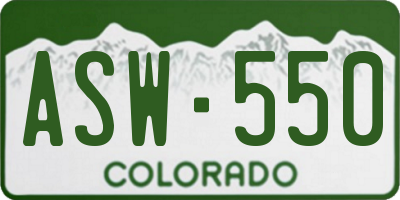 CO license plate ASW550