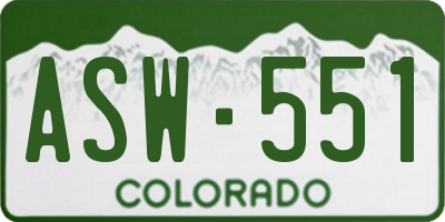 CO license plate ASW551