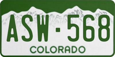 CO license plate ASW568