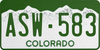 CO license plate ASW583