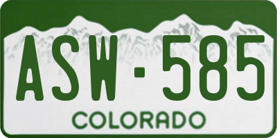 CO license plate ASW585