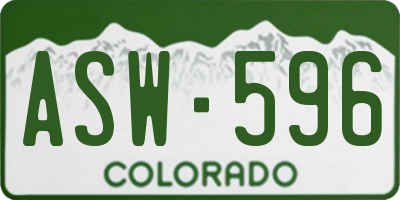 CO license plate ASW596