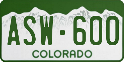 CO license plate ASW600