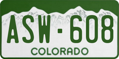 CO license plate ASW608
