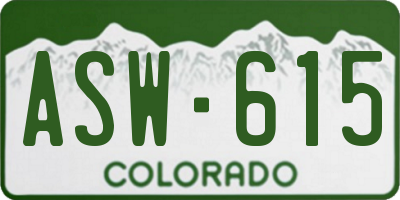 CO license plate ASW615