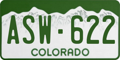 CO license plate ASW622