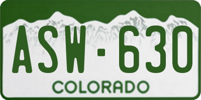 CO license plate ASW630