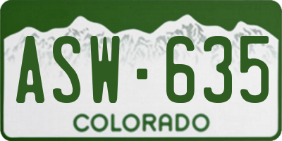 CO license plate ASW635