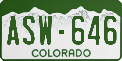 CO license plate ASW646