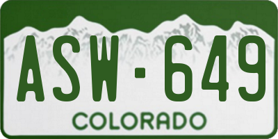 CO license plate ASW649