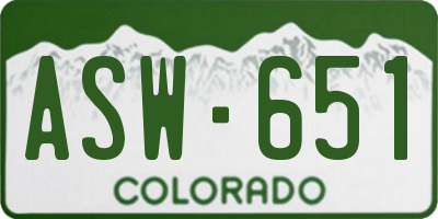 CO license plate ASW651