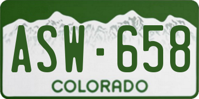 CO license plate ASW658