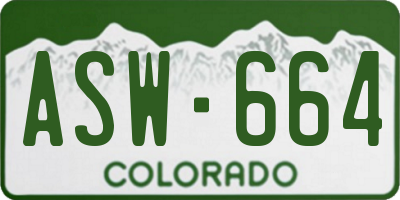 CO license plate ASW664