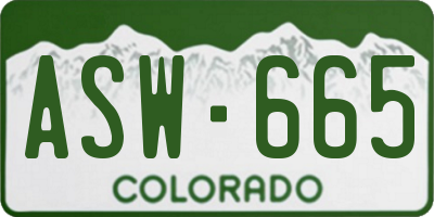 CO license plate ASW665