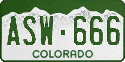 CO license plate ASW666