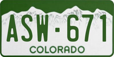 CO license plate ASW671