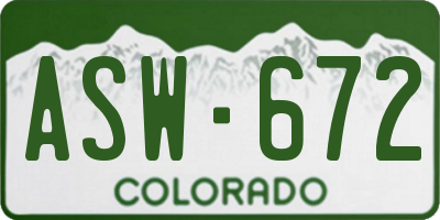 CO license plate ASW672