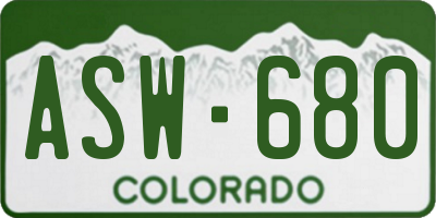 CO license plate ASW680