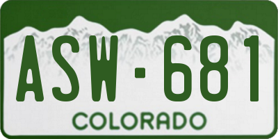 CO license plate ASW681