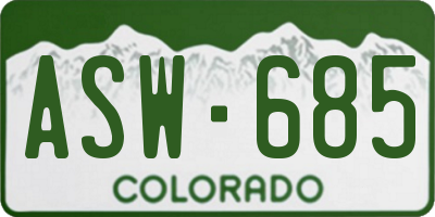 CO license plate ASW685