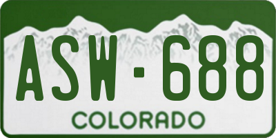 CO license plate ASW688