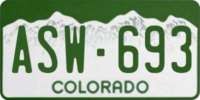 CO license plate ASW693