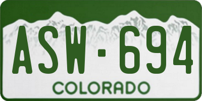 CO license plate ASW694