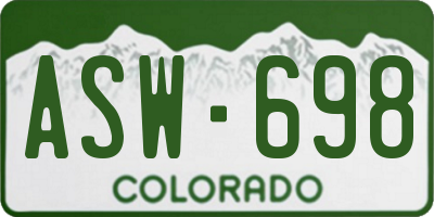 CO license plate ASW698