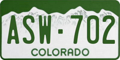 CO license plate ASW702