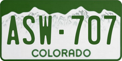 CO license plate ASW707