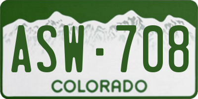 CO license plate ASW708