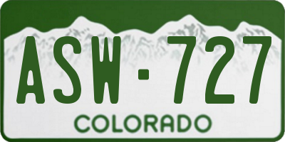 CO license plate ASW727